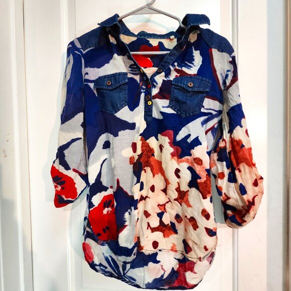 Desigual Collared Button Top - Picture 1 of 6